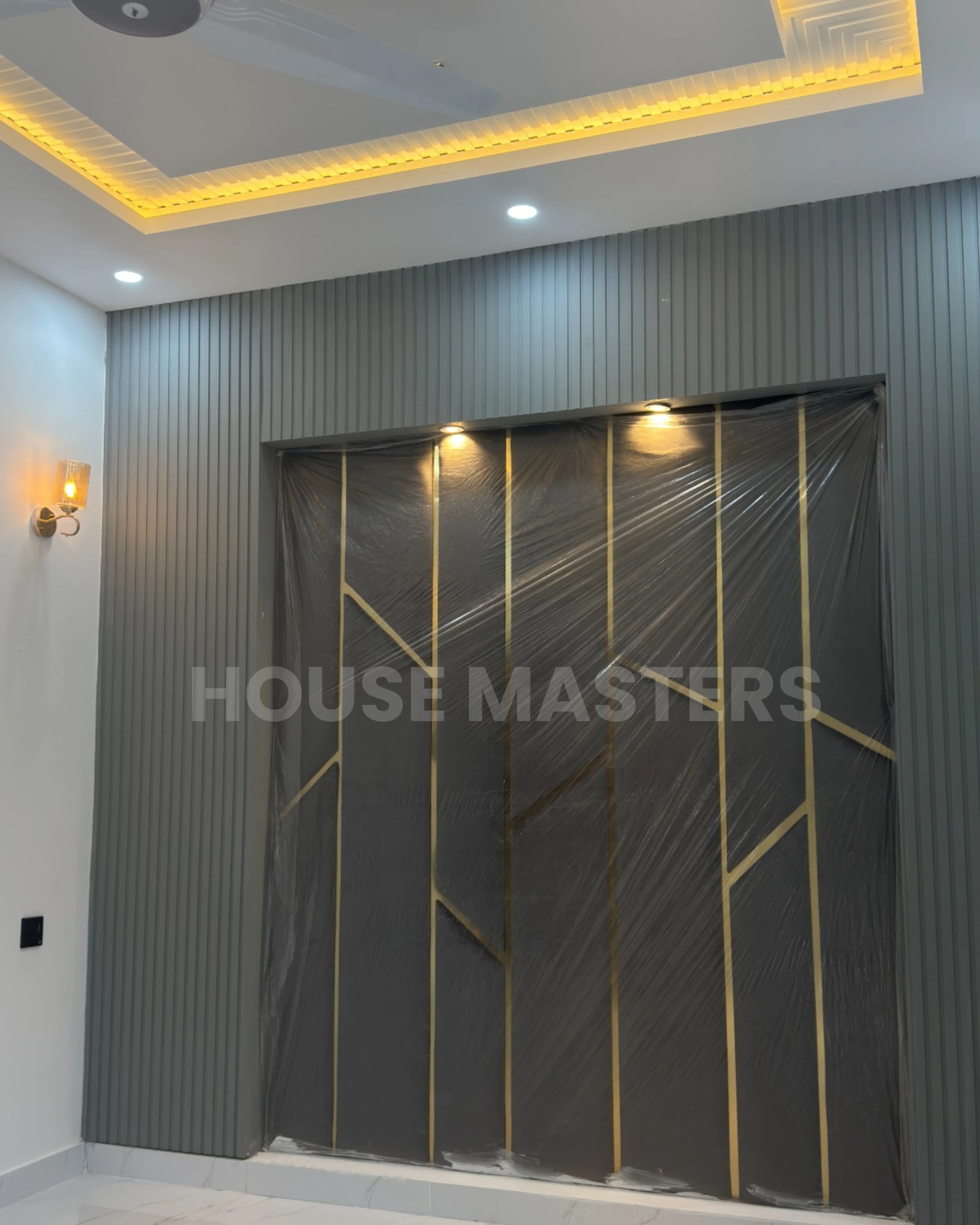 Spacious room with modern furniture and lighting in a 5 Marla residence