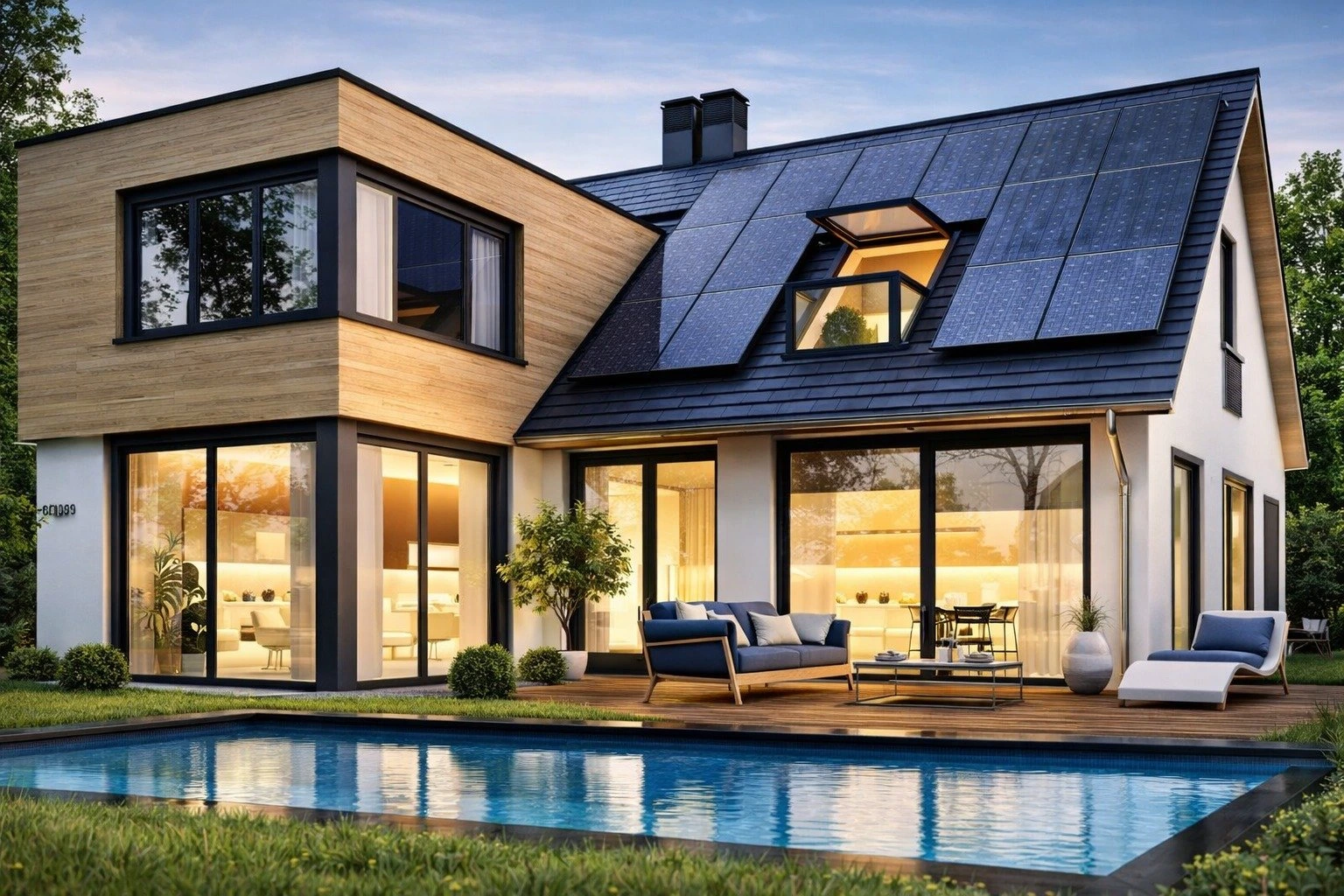 Modern eco-friendly home in Lahore with solar panels and sustainable design features